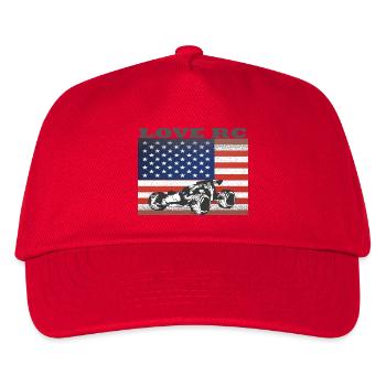 Geländewagen-Design und amerikanische Flagge - Kinder Basecap - Rot - Vorne