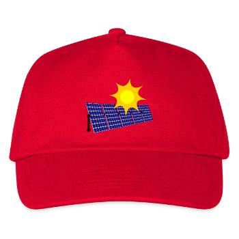 A row of Solar panels with Sun for generating - Kids’ Baseball Cap - red - Front