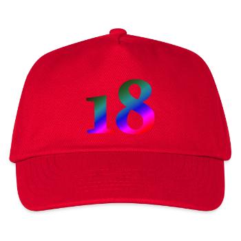 18, bunter farbverlauf, schenken - Kinder Basecap - Rot - Vorne
