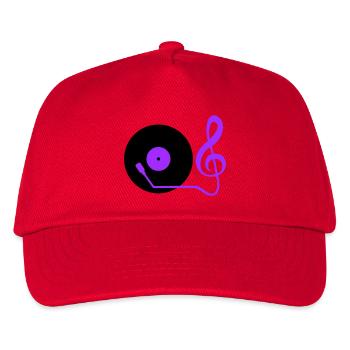 Musik Notenschlüssel Note Mischpult Party Vinyl - Kinder Basecap - Rot - Vorne