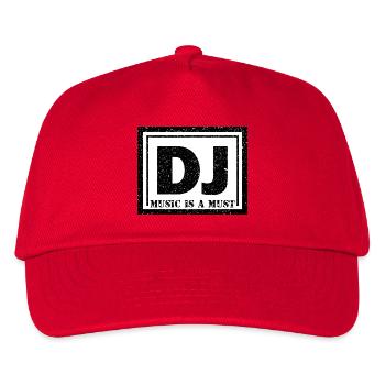 DJ Logo mit Schriftzug und Textur - Kinder Basecap - Rot - Vorne