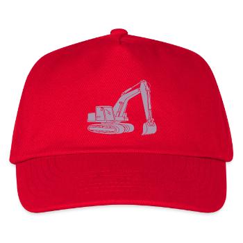Bagger Silhouette Baugeräteführer Tiefbau - Kinder Basecap - Rot - Vorne