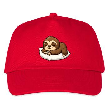 Süßes Faultier Cartoon Relax Kuscheln Chill - Kinder Basecap - Rot - Vorne