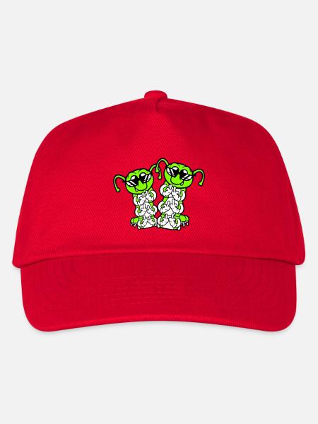 2 Raupe Mittelfinger Beleidigung Sonnenbrille Team - Kinder Basecap - Rot