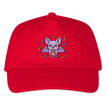 Süßer Singender Fledermaus Mit Musiknoten - Kinder Basecap - Rot - Vorne
