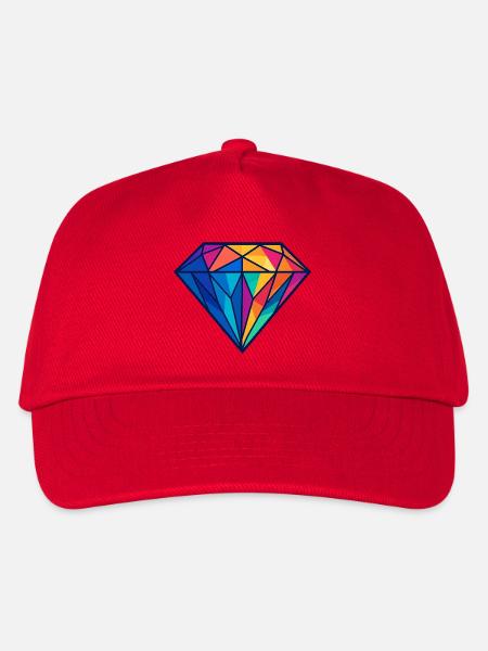 Geometrischer Diamant | Bunt / Regenbogen Design - Kinder Basecap - Rot