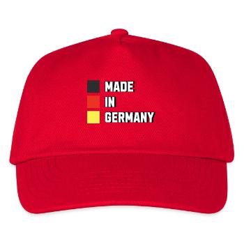Made in Germany Deutschland Design  - Kinder Basecap - Rot - Vorne