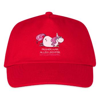 Lustige Dickes Einhorn Spruch Molliges Einhorn - Kinder Basecap - Rot - Vorne