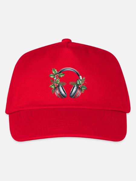 Weihnachtskopfhörer mit Tannengrün - Kinder Basecap - Rot
