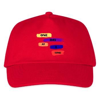 Ein Tag nach dem anderen Pinsel Zitat - Kinder Basecap - Rot - Vorne