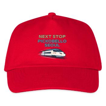 Next Stop Pickobello Seoul – Korean Train Vibes - Kinder Basecap - Rot - Vorne