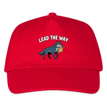 Lead the Way Wolf mit Pergament - Kinder Basecap - Rot - Vorne