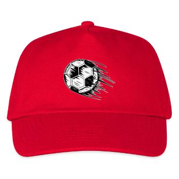 Fußball in Flug  - Kinder Basecap - Rot - Vorne