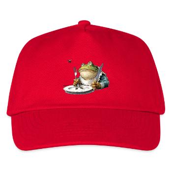 Frosch Galant am Esstisch - Kinder Basecap - Rot - Vorne