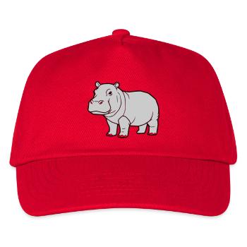 Nilpferd Stehend Comic Tier Zoo - Kinder Basecap - Rot - Vorne