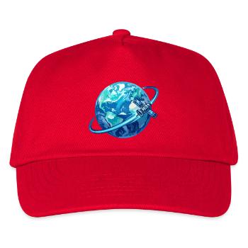 Erde Blauer Planet Satellit Globus Satellitenring - Kinder Basecap - Rot - Vorne