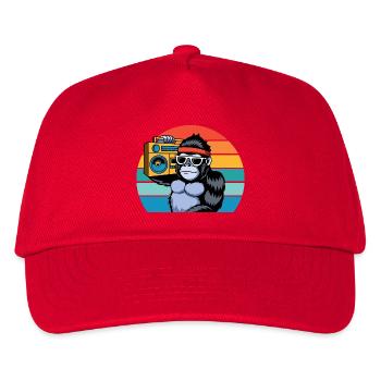 Retro Dschungel Vibes für Musik & Gorilla Fans - Kinder Basecap - Rot - Vorne