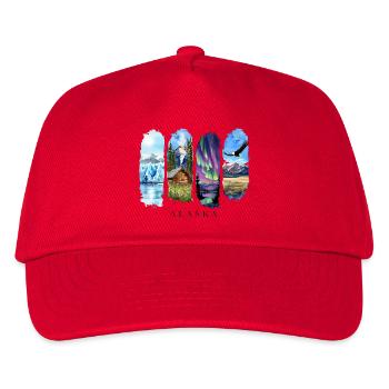 Alaska Urlaub Travel – Wildnis & Nordlicht Motiv - Kinder Basecap - Rot - Vorne