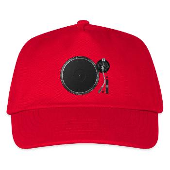 Minimalistische Plattenspieler-Vinylplatte - Kinder Basecap - Rot - Vorne