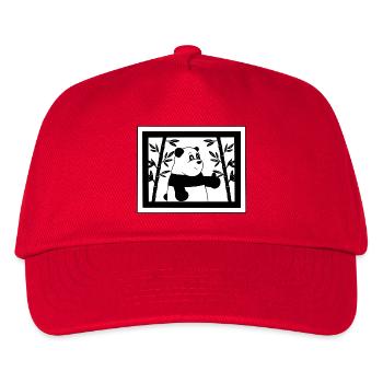 Cartoon panda thumbs up with bamboo - Kids’ Baseball Cap - red - Front