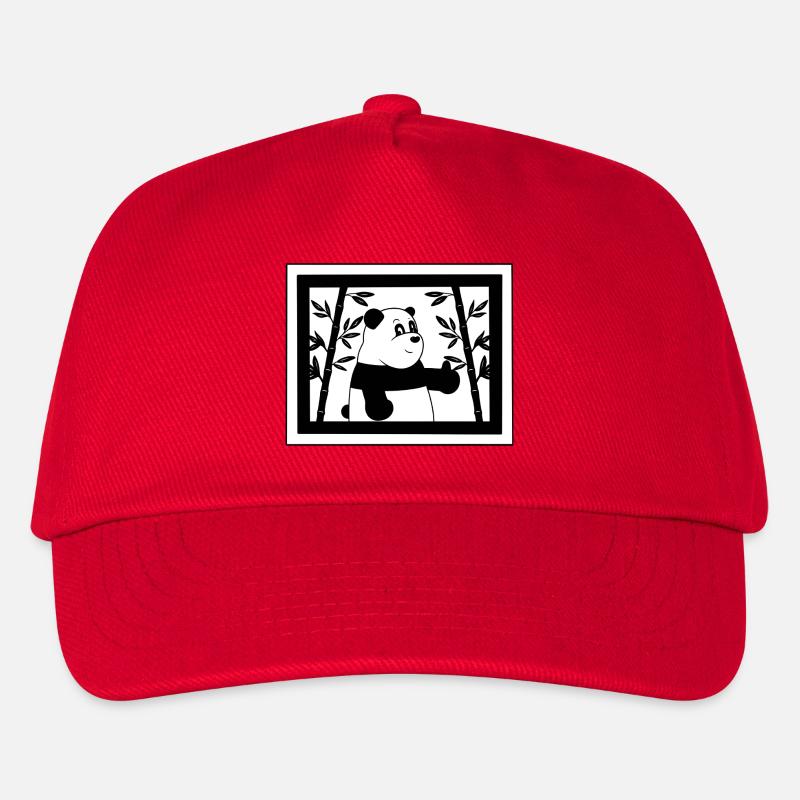 Cartoon-Panda Daumen hoch mit Bambus - Kinder Basecap - Rot