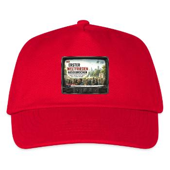 Erster Weltfrieden News TV Spruch - Kinder Basecap - Rot - Vorne