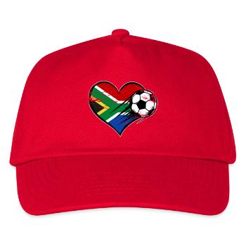 Südafrika Flagge Fußball mit Herz used - Kinder Basecap - Rot - Vorne