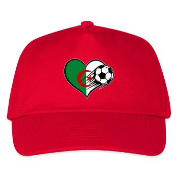 Algerien Flagge Fußball mit Herz - Kinder Basecap - Rot - Vorne