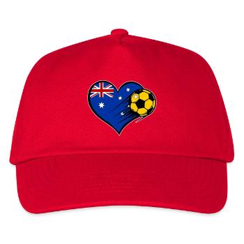 Australien Flagge Fußball mit Herz - Kinder Basecap - Rot - Vorne