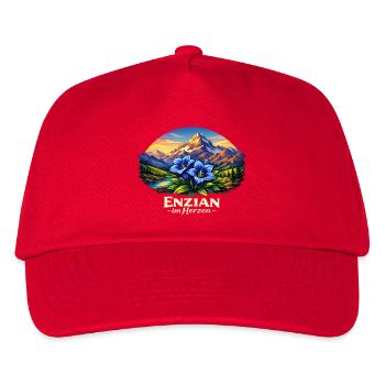 Enzian im Herzen - Kinder Basecap - Rot - Vorne
