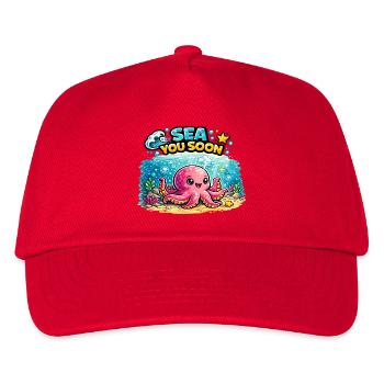 Sea You Soon: Niedlicher Tintenfisch - Kinder Basecap - Rot - Vorne