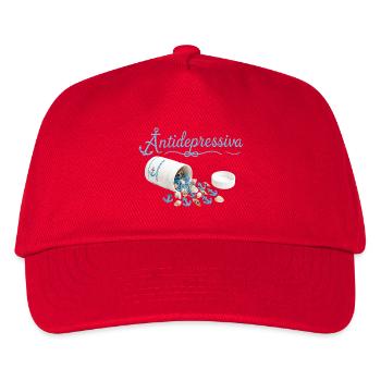 AnkerPillen Blaues Meeresbild - Kinder Basecap - Rot - Vorne