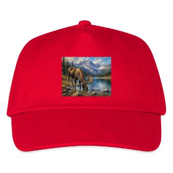 Alpen-Elch am Bergsee - Kinder Basecap - Rot - Vorne