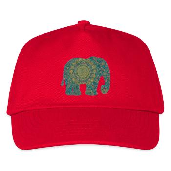 Mandala Elephant Pattern in Teal - Kids’ Baseball Cap - red - Front
