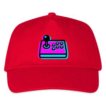Pinker Arcade Stick Glitch Icon - Kinder Basecap - Rot - Vorne