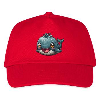 Kuschelige Blauwal-Illustration - Kinder Basecap - Rot - Vorne