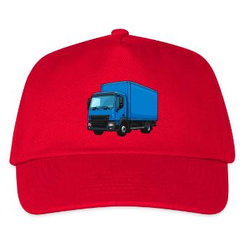 Blauer LKW Kraftvoller Transporter - Kinder Basecap - Rot - Vorne