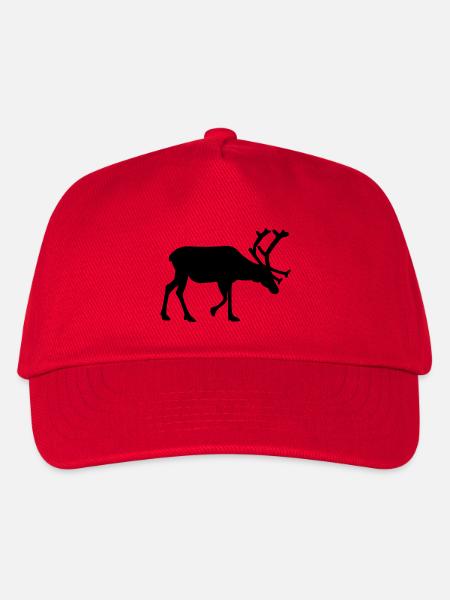 Rentier Skandinavien Lappland Hirsch Rudolph Tier - Kinder Basecap - Rot