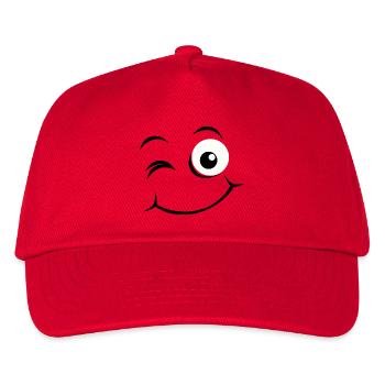Emoticon Glückliches Gesicht - Kinder Basecap - Rot - Vorne
