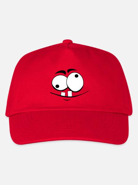 Große Augen Cartoon-Motiv - Kinder Basecap - Rot