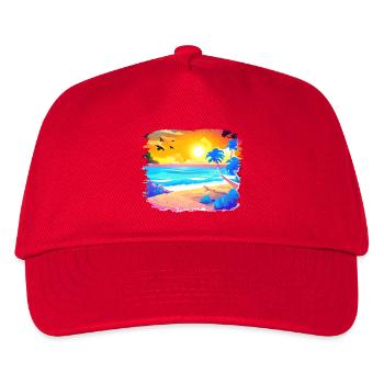 Summer Sunset Beach Watercolor - Kids’ Baseball Cap - red - Front