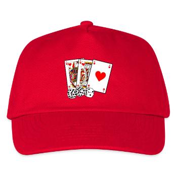 Karten und Würfel - Kinder Basecap - Rot - Vorne