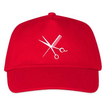 Stylisches Friseur-T-Shirt: Schere & Kamm - Kinder Basecap - Rot - Vorne