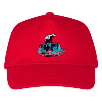 Eisbär auf Eisscholle – Arktisches Design - Kinder Basecap - Rot - Vorne