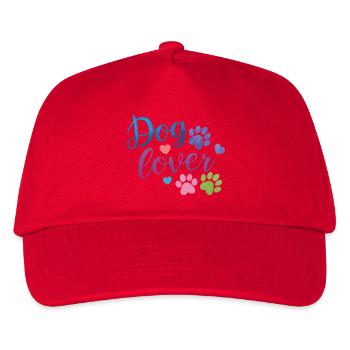 Hundeliebhaber Aquarell-Pfotenabdruck - Kinder Basecap - Rot - Vorne