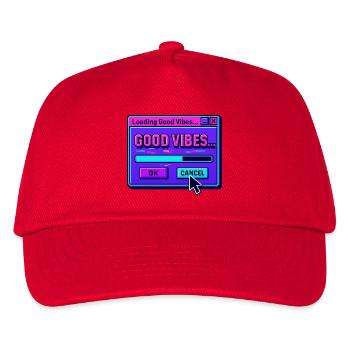 Gute Stimmung beim Laden digitaler Kunst - Kinder Basecap - Rot - Vorne