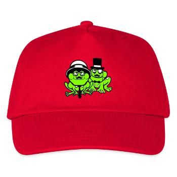 2 Frösche Sir Herren reich Monokel Brille Zylinder - Kinder Basecap - Rot - Vorne