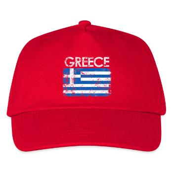 Distressed Greece Flag Graphic - Kids’ Baseball Cap - red - Front