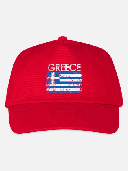 Distressed Griechenland Flagge Grafik - Kinder Basecap - Rot