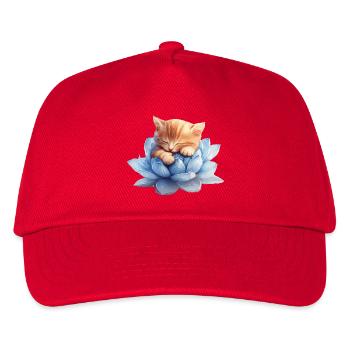 Kitten resting on blue succulents - Kids’ Baseball Cap - red - Front